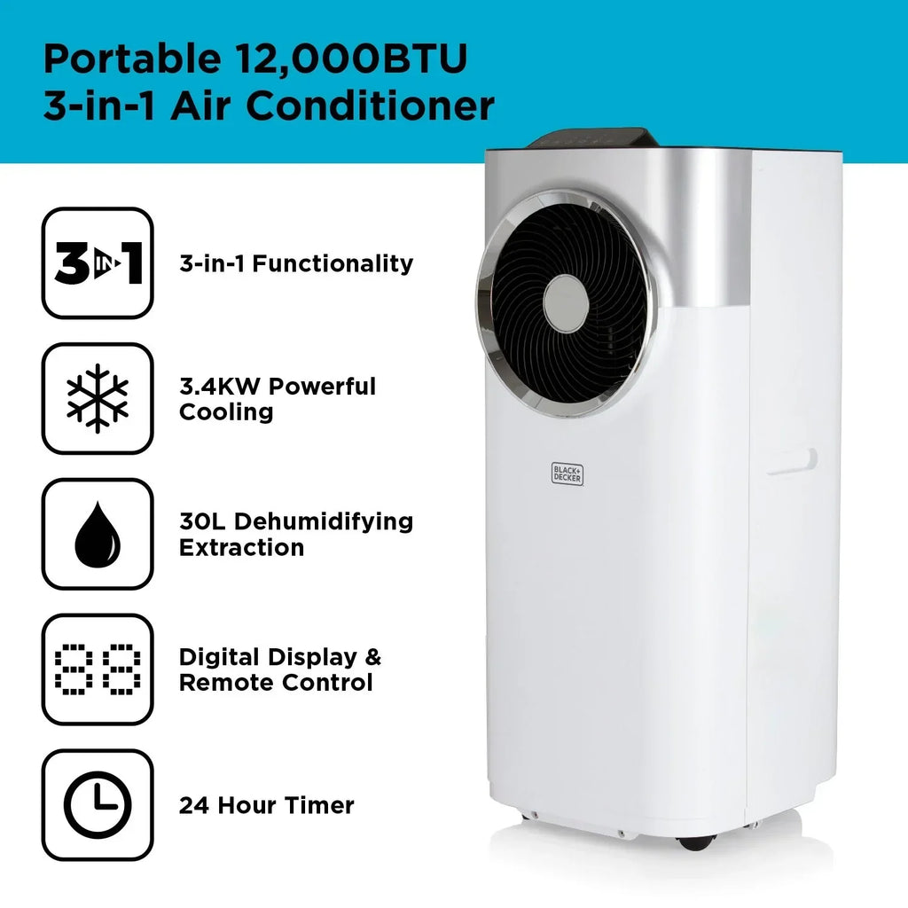 Aire acondicionado portátil 3 en 1 Black+Decker BXAC40008GB 12000 BTU blanco