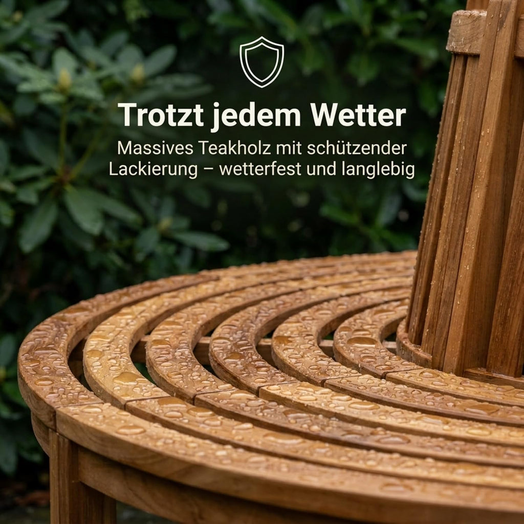 Banco circular premium SAM Timo de 180 cm, banco circular de 360° para árboles de madera maciza de teca, banco de jardín resistente a la intemperie con capacidad para hasta 8 personas, banco circular de madera para jardín y terraza