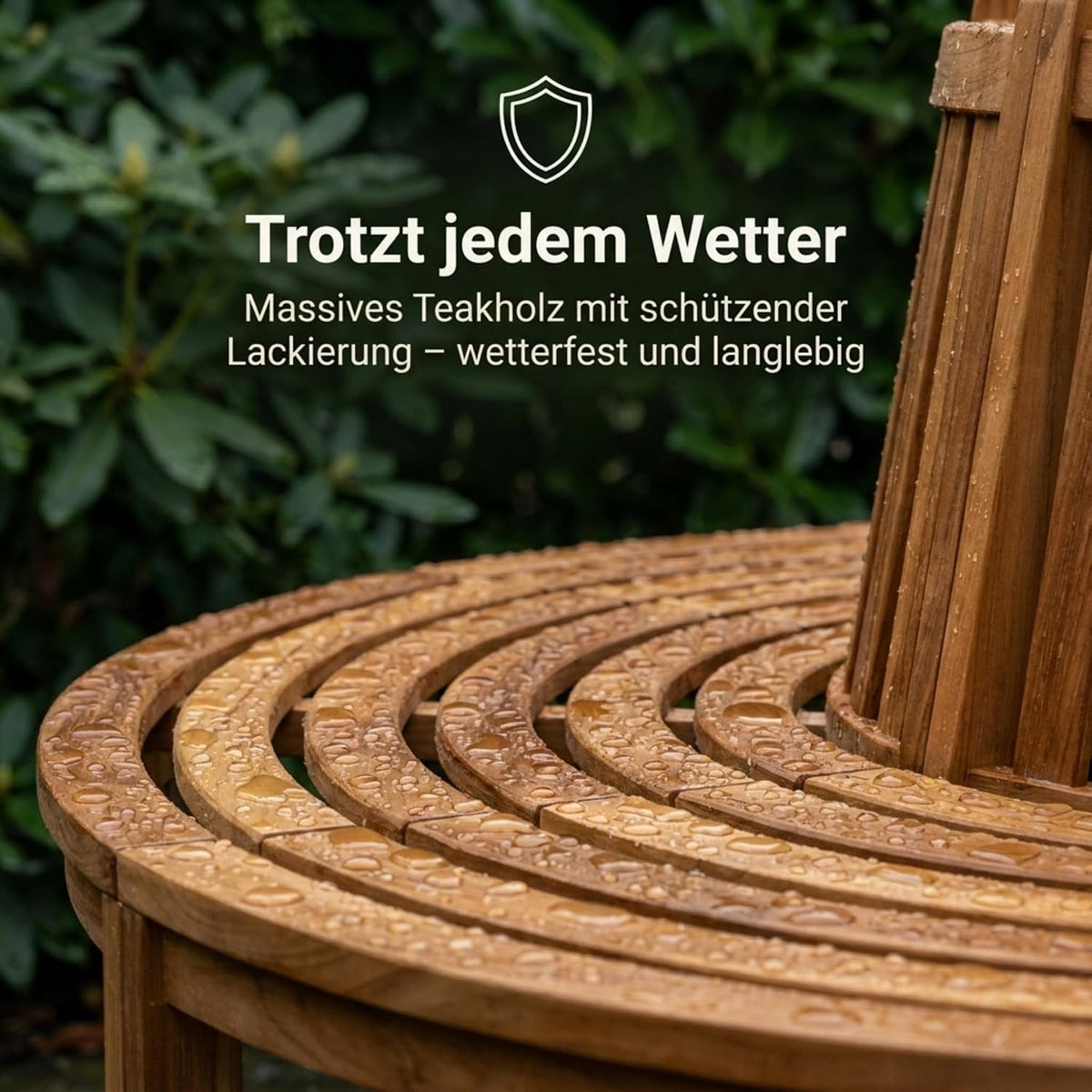 Banco circular premium SAM Timo de 180 cm, banco circular de 360° para árboles de madera maciza de teca, banco de jardín resistente a la intemperie con capacidad para hasta 8 personas, banco circular de madera para jardín y terraza