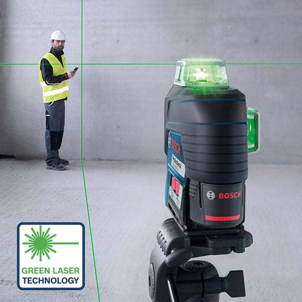 Bosch Professional 12V System Láser de líneas GLL 3-80 CG, receptor LR 7 (haz rojo y verde, 2 pilas de 1,5 V AAA, alcance: 5-50 m, funda protectora)