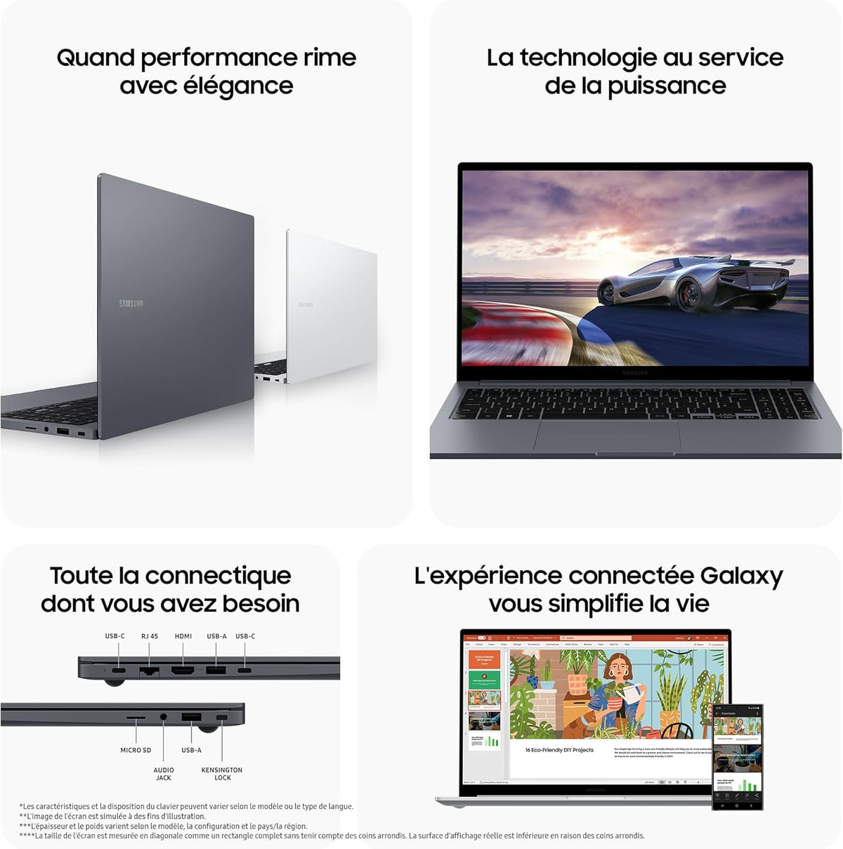 Ordenador portátil Samsung Galaxy Book4 de 15,6'', Intel Core 5, 8 GB de RAM, 512 GB SSD, Intel Graphics, gris, teclado AZERTY FR