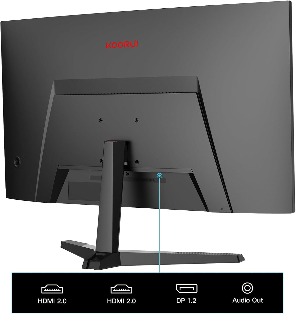 KOORUI Monitor Gaming de 27'' 180Hz Curvo 1500R, Monitor PC con panel VA, Resolución FHD (1080P), DCI-P3 90%, Inclinación ajustable, Compatible con HDMI2.0/DP1.2