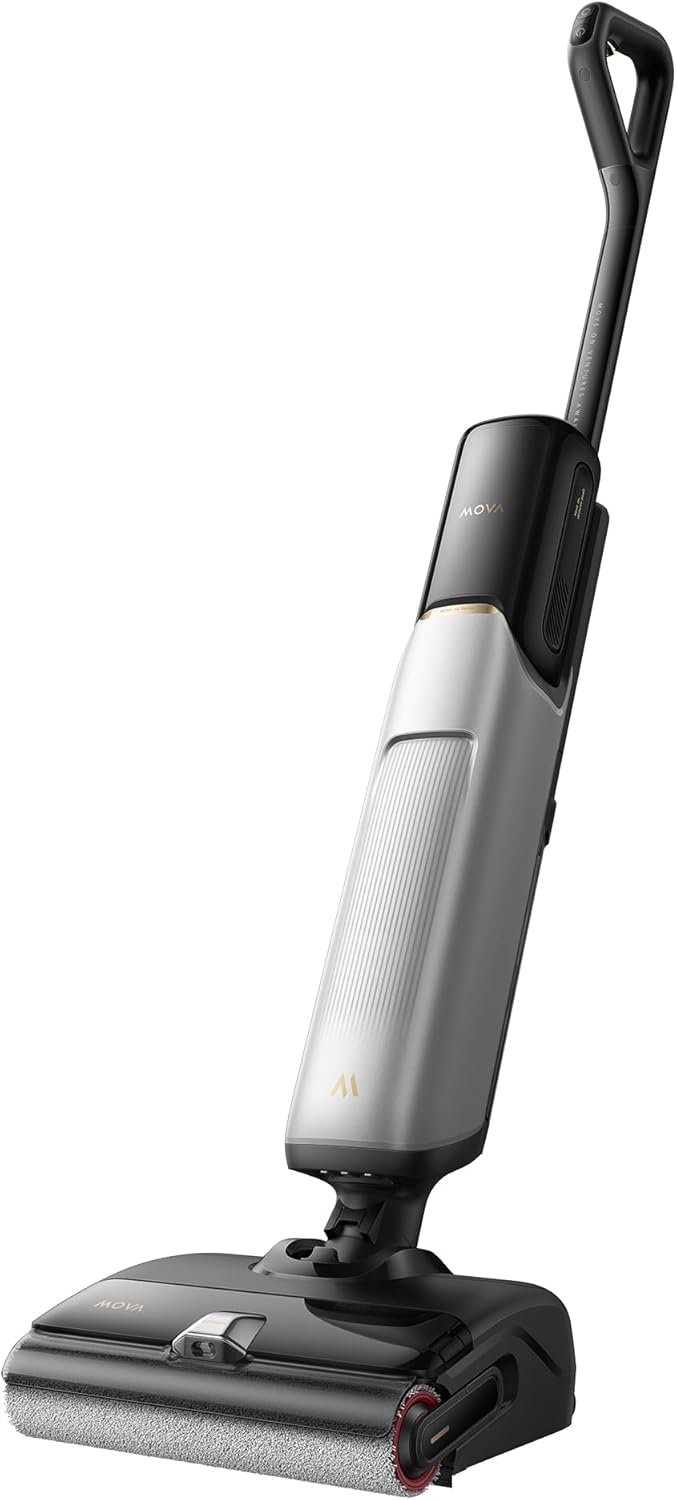 Aspiradora en seco y húmedo Mova X4 Pro, lavado con agua caliente, antienredos, autolimpieza a 100 °C, succión de 20 kPa, estación de carga, cepillo LED, doble borde, ajuste inteligente
