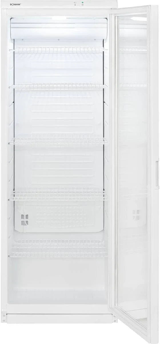 Frigorífico Bomann con puerta de cristal | Nevera para bebidas con cerradura | 6 estantes ajustables en altura | 30 kg por estante | 347 litros | Frigorífico grande | Nevera para botellas con luz LED | KSG 7351 negro