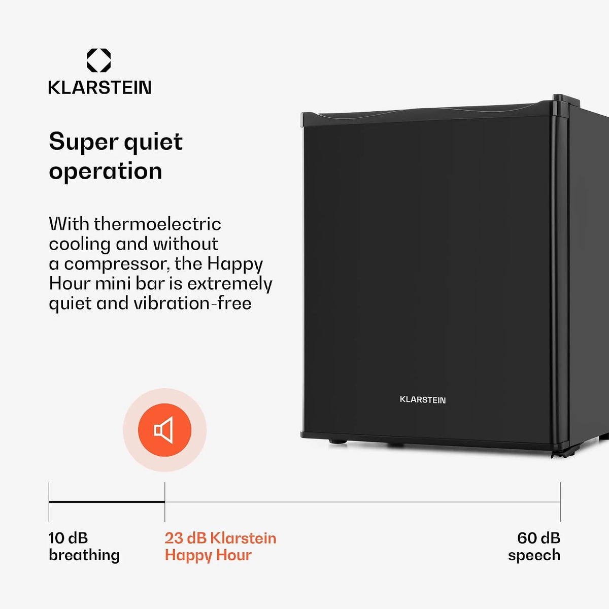 Klarstein Mini lodówka do pokoju, Mini lodówka 23L na napoje i kosmetyki, Mały minibar, mała i cicha, Regulowana półka, Mała na kosmetyki 5-15°C