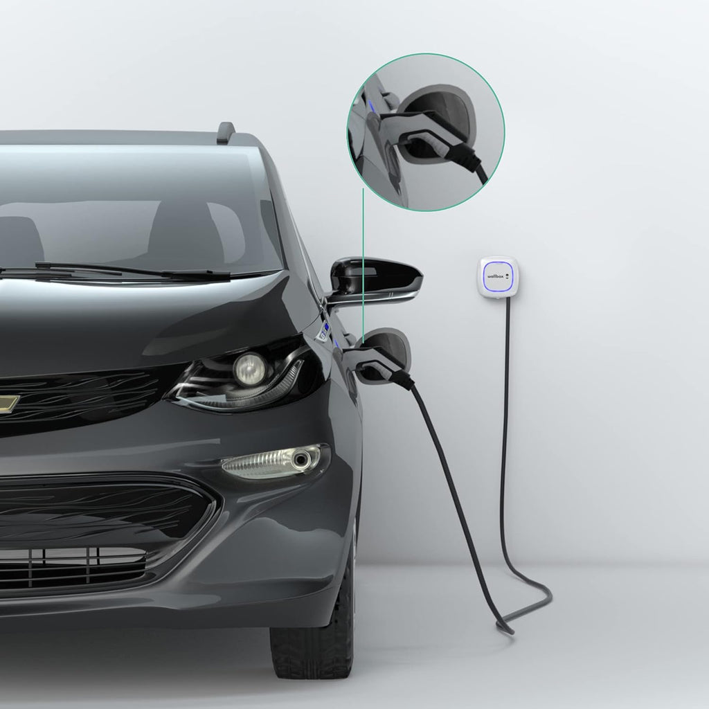 Cargador Wallbox Pulsar Plus para vehículos eléctricos - Potencia ajustable hasta 22 kW, cable de carga Tipo 2, Wi-Fi y Bluetooth, OCPP