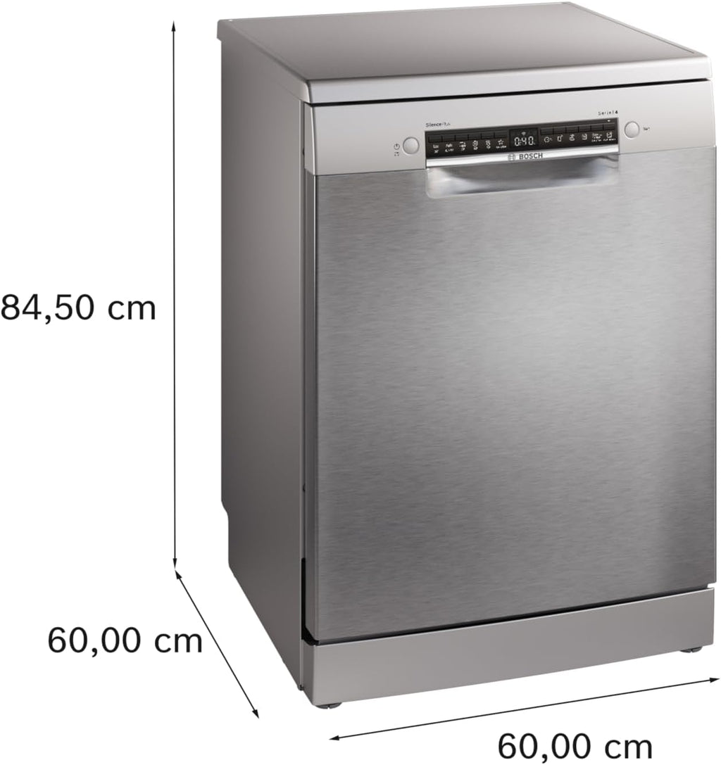 Bosch - Lavavajillas de libre instalación, 60 cm, Serie 4, Home Connect, Motor EcoSilence, Acero, SMS4EMI06E