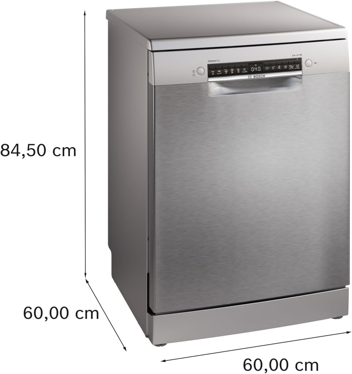 Bosch - Lavavajillas de libre instalación, 60 cm, Serie 4, Home Connect, Motor EcoSilence, Acero, SMS4EMI06E