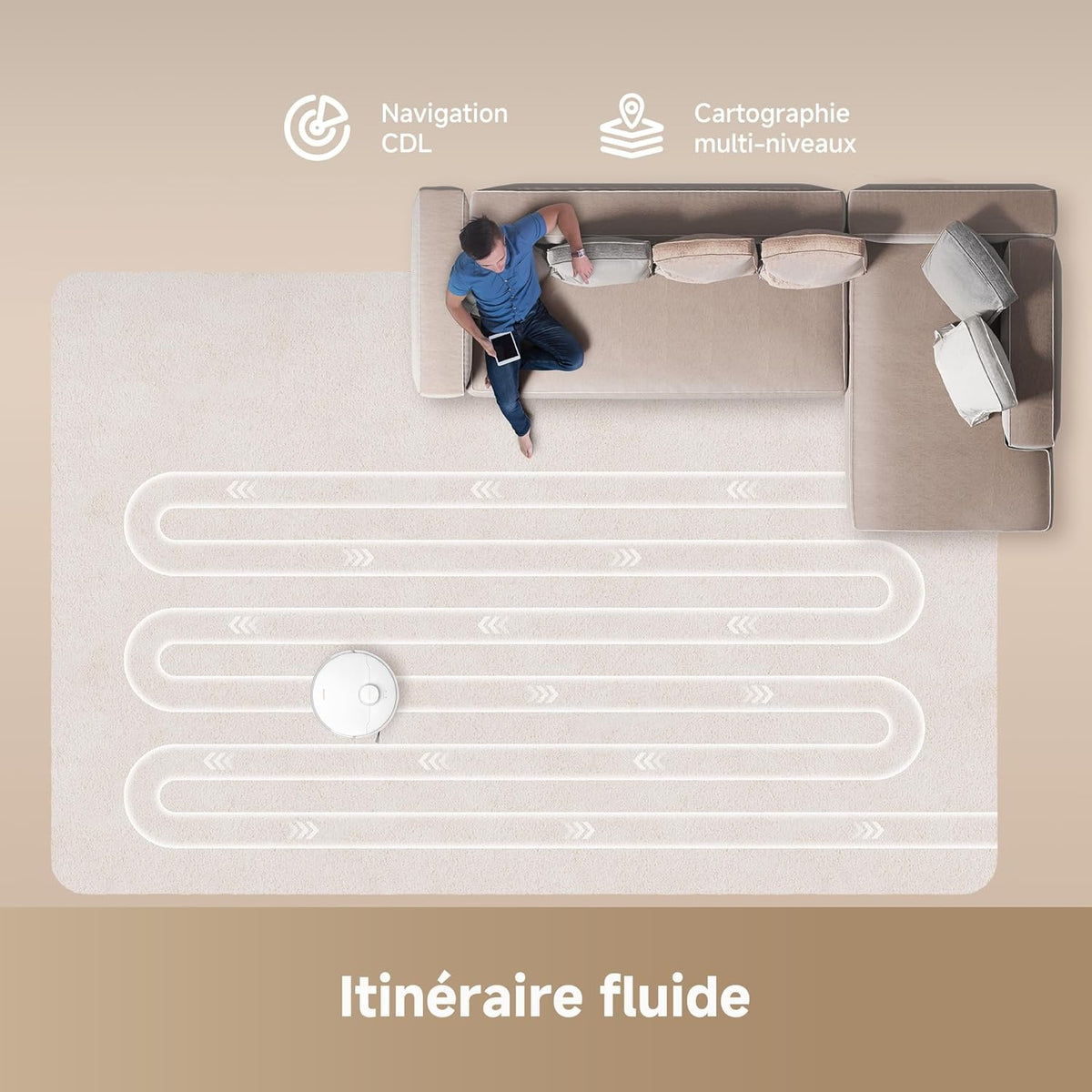 Robot Aspirador DREAME D20, 13 000 Pa, Cepillo Duo para Pelo de Mascotas, Navegación Láser, Aspirador y Fregasuelos 2 en 1, Suelos Duros y Alfombras/Moquetas, Batería de 5 200 mAh, Aplicación y Control por Voz