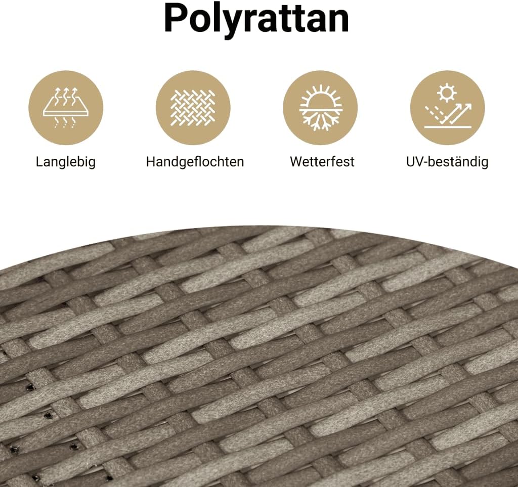 Sofá de jardín de 2 plazas vidaXL con cojines, sofá de exterior con taburete con almacenamiento, sofá con funda extraíble, muebles de jardín, juego de jardín, ratán sintético gris y madera de acacia