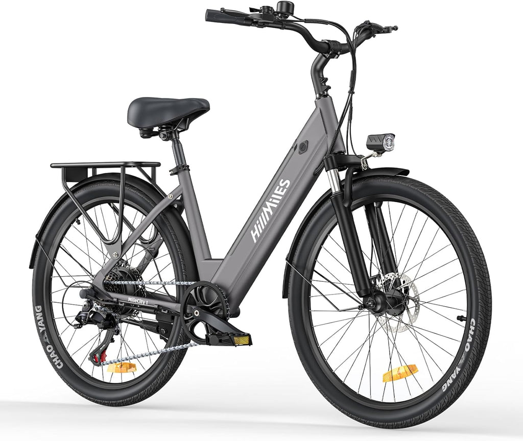 Bicicleta eléctrica MileCity1 de 26" para adultos, bicicleta eléctrica de 7 velocidades con batería intercambiable de 36V 13Ah, 25 km/h y 80-100 km de autonomía para desplazamientos urbanos, resistente al agua IP65