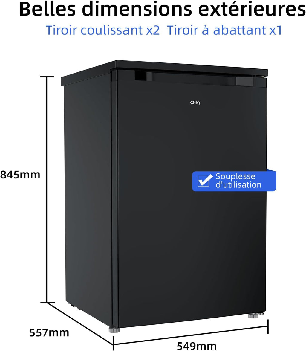 Congélateur vertical CHIQ de 85 L, mini congélateur à porte simple, porte réversible, thermostat réglable, petit congélateur pour la cave, la maison, la résidence étudiante, l'appartement ou le bureau