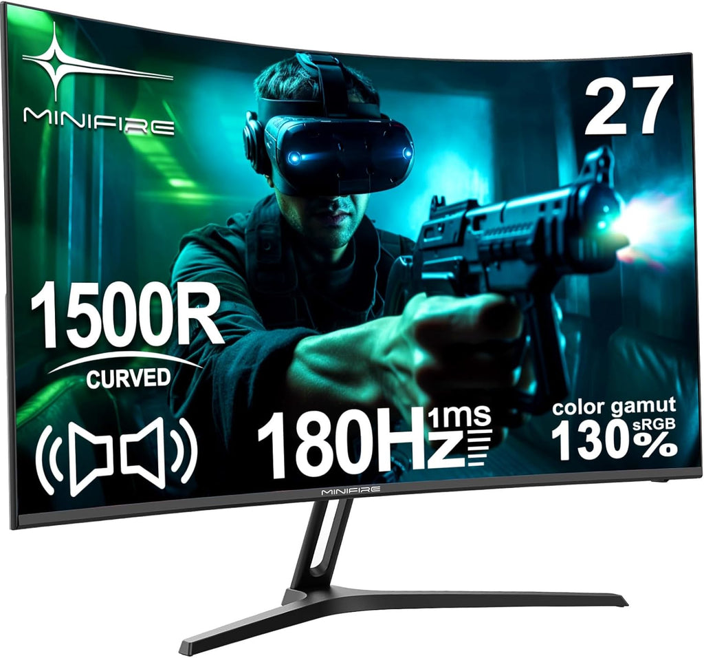 Monitor Gamer Curvo Minifire de 27 pulgadas, 180Hz, 1500R, FHD (1920 x 1080), MPRT 1ms, 130% sRGB, con altavoces y panel VA (MFG27C1)