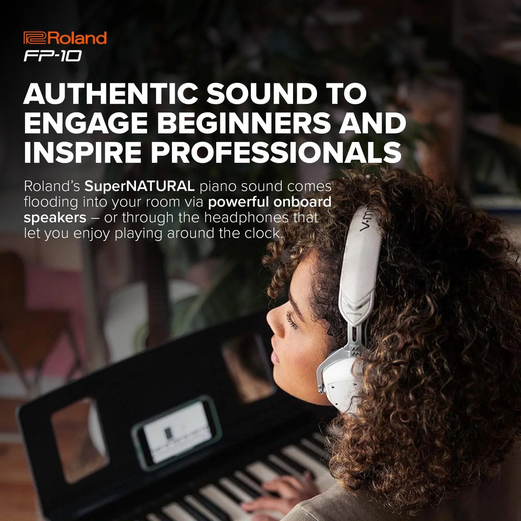 Piano digital compacto Roland FP10 de 88 teclas con sonido SuperNATURAL y altavoces integrados