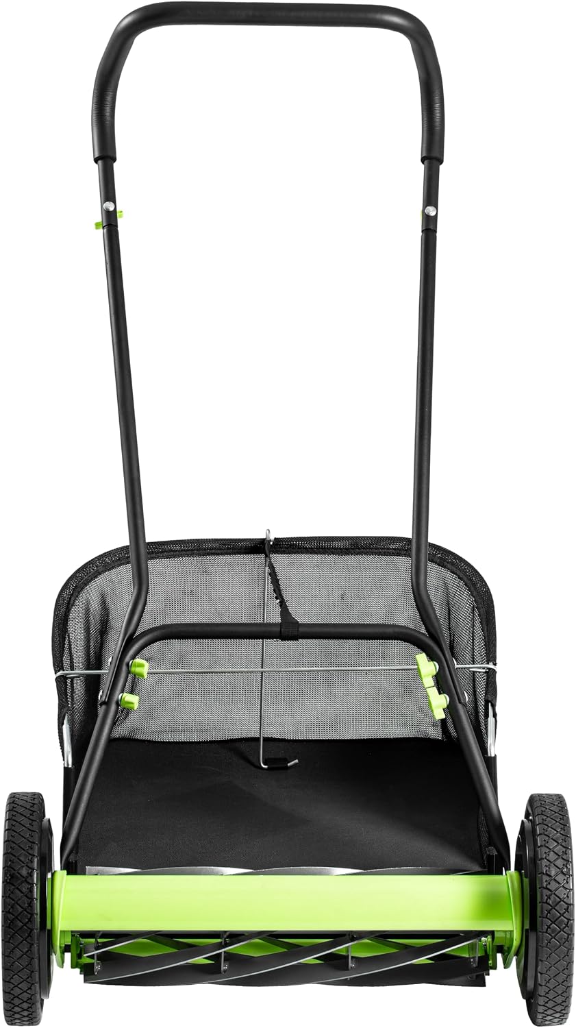 Earthwise 918-18EWG kosiarka bębnowa, 18", z koszem na trawę z 9 nożami, czarna