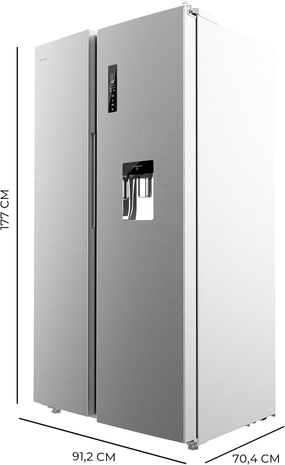 Frigorífico americano Cecotec Bolero CoolMarket SBS 559 Inox E, 559 L, 177 cm x 90 cm, Clase E, Sistema Multi Air Flow, Total No Frost, Motor Inverter Plus, Enfriamiento rápido, Modo Eco, Alarma de puerta