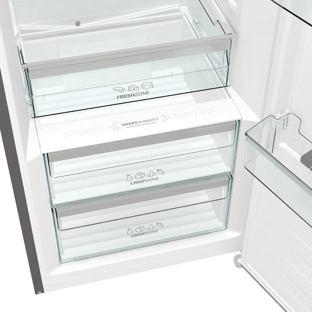 Frigorífico Gorenje R 619 DAXL6/AdaptTech/FreshZone/Función de enfriamiento rápido/Sistema de refrigeración por circulación de aire/Pantalla LED / 398l / 185cm / Clase energética D/Acero inoxidable