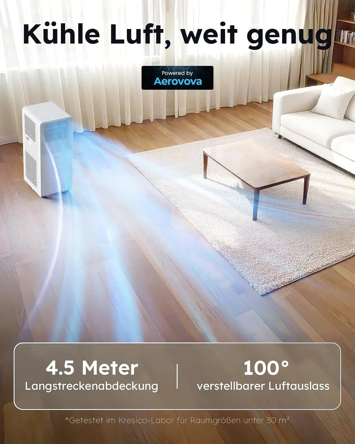 Aire acondicionado portátil A027C-09C 9000 BTU con tubo de escape, unidad de climatización 3 en 1 para habitaciones de hasta 33 m², temporizador de 24 horas, mando a distancia R-290