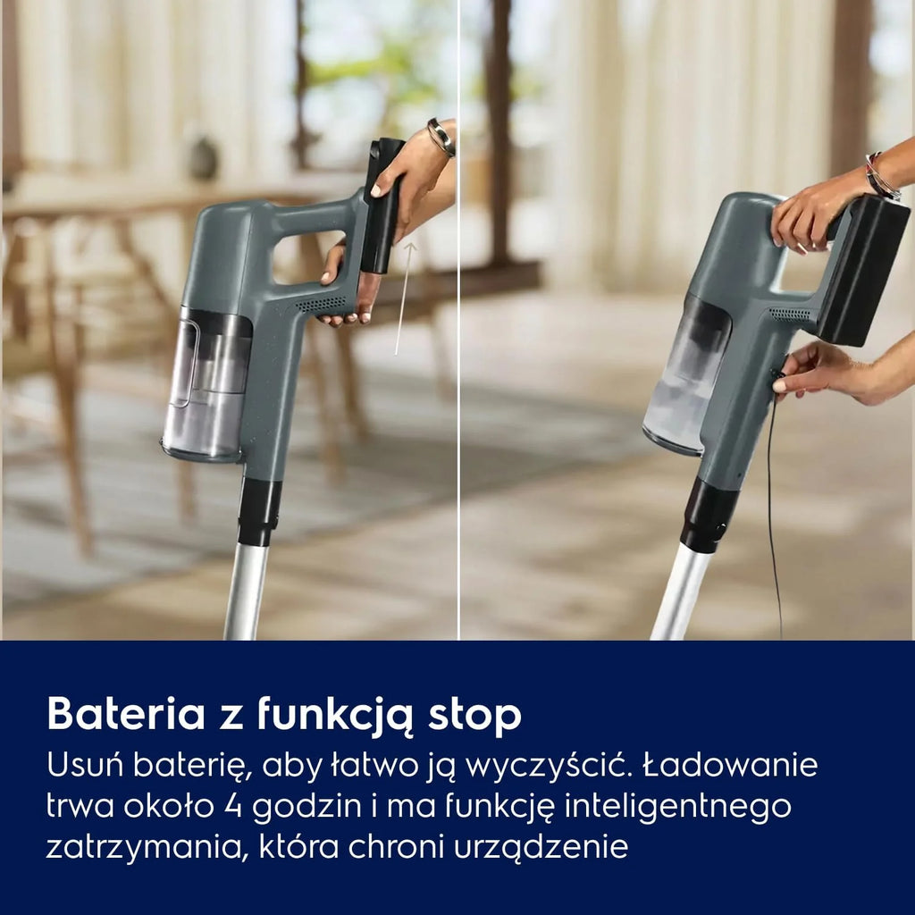 Electrolux Odkurzacz Bezprzewodowy Clean 600 EP61CB21OG, mocne ssanie, 103 000 RPM, czas pracy 40 minut, nasadka wielopowierzchniowa PowerPro, diody DustSpotter LED w nasadce, oceanicznej zieleni