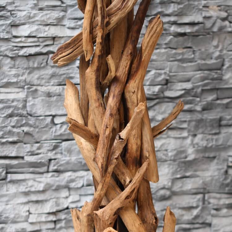 Lámpara de pie de madera de teca BLUMA | Altura 180 cm | incluye pantalla