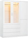 Armario de cuatro puertas Dripex, ropero minimalista con una barra para colgar ropa y 3 cajones | 120 x 48 x 180 cm | Blanco, armario para dormitorio