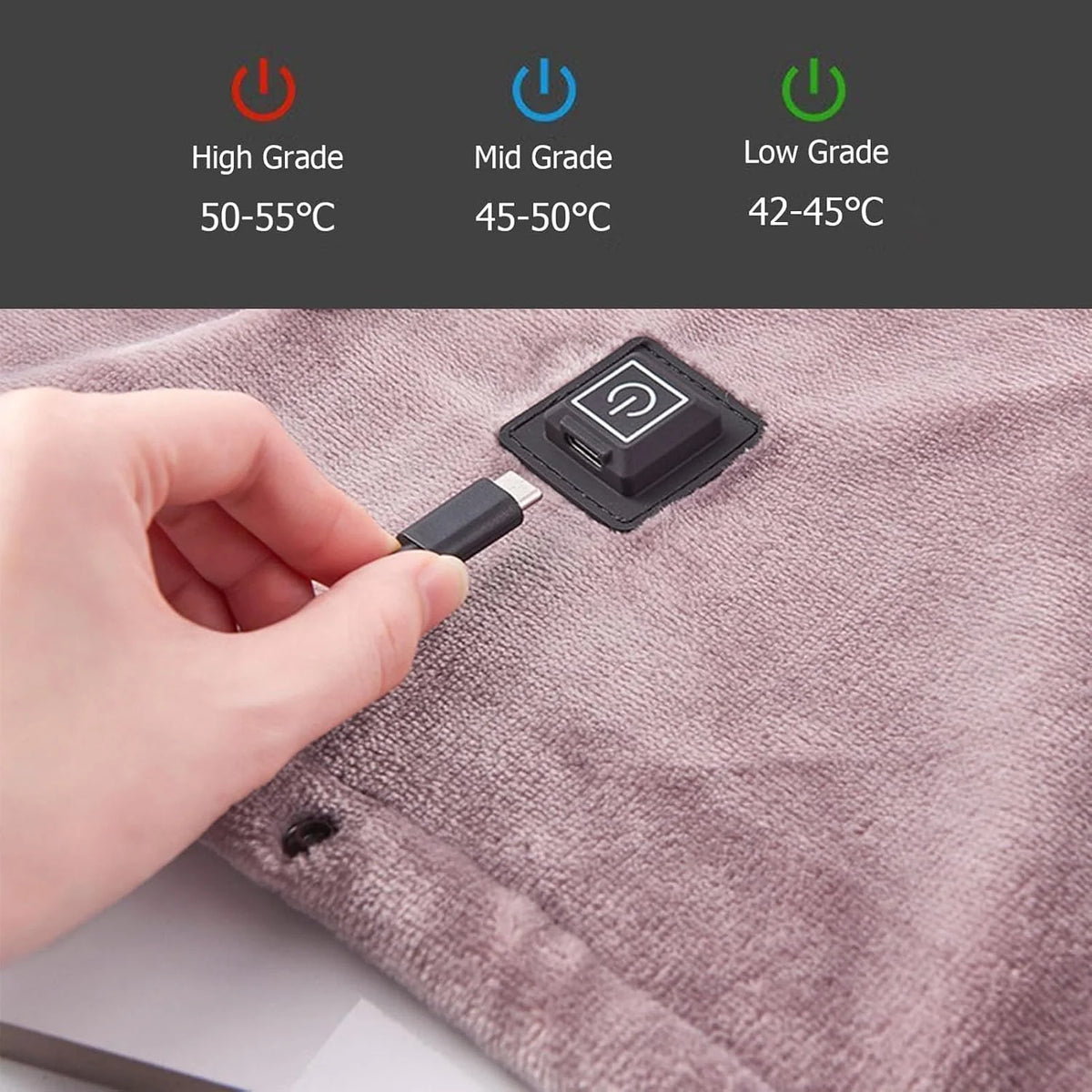 AVSMGP Bezprzewodowy elektryczny koc grzewczy Miękki flanelowy koc zasilany przez USB z 3 ustawieniami temperatury Przenośna mata grzewcza Do domu, biura, podróży,Pink,180×200CM/71×78.8IN