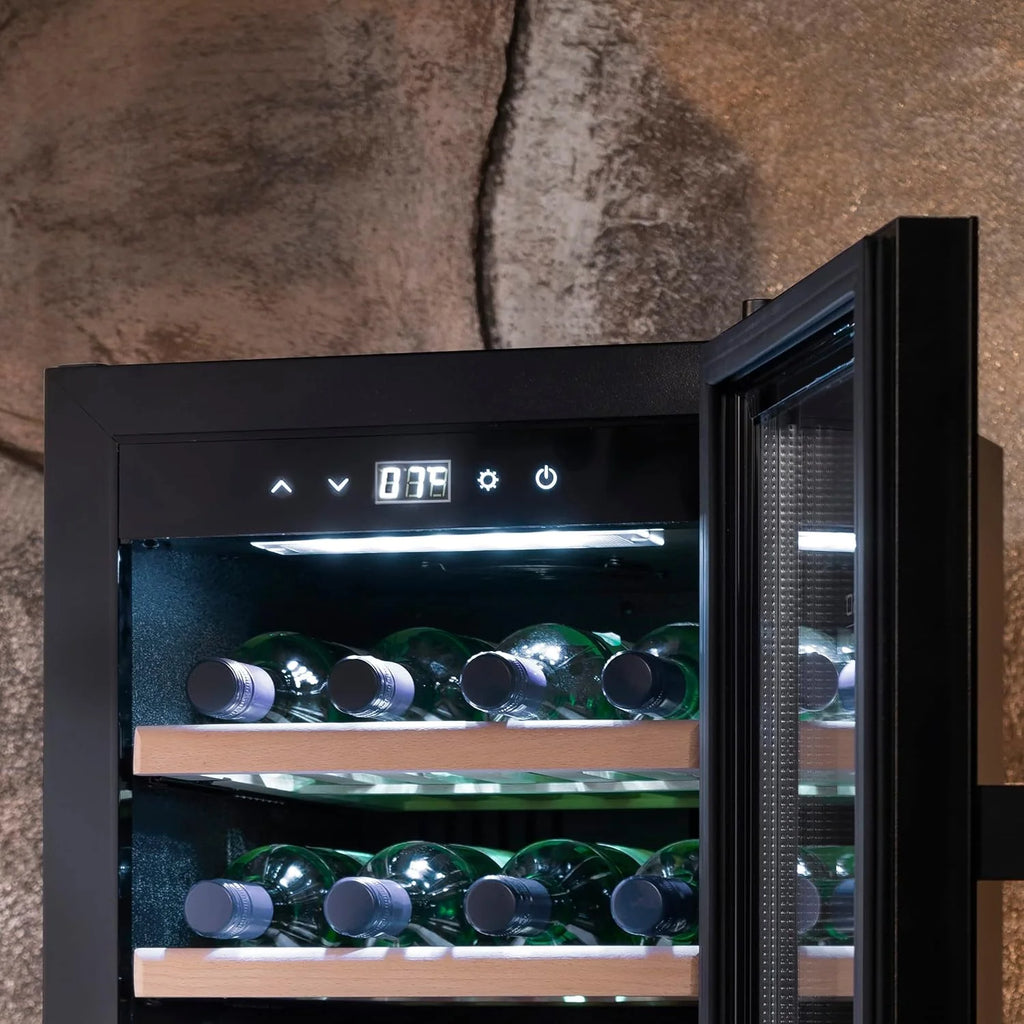 CASO WineExclusive 38 Smart lodówka na wino, do 38 butelek, dwie oddzielne strefy temperatury regulowane w zakresie 5°-20°C, oświetlenie LED, z modułem Wi-Fi i aplikacją