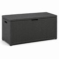 Caja de almacenamiento de plástico con aspecto de ratán 118x55x44 cm antracita