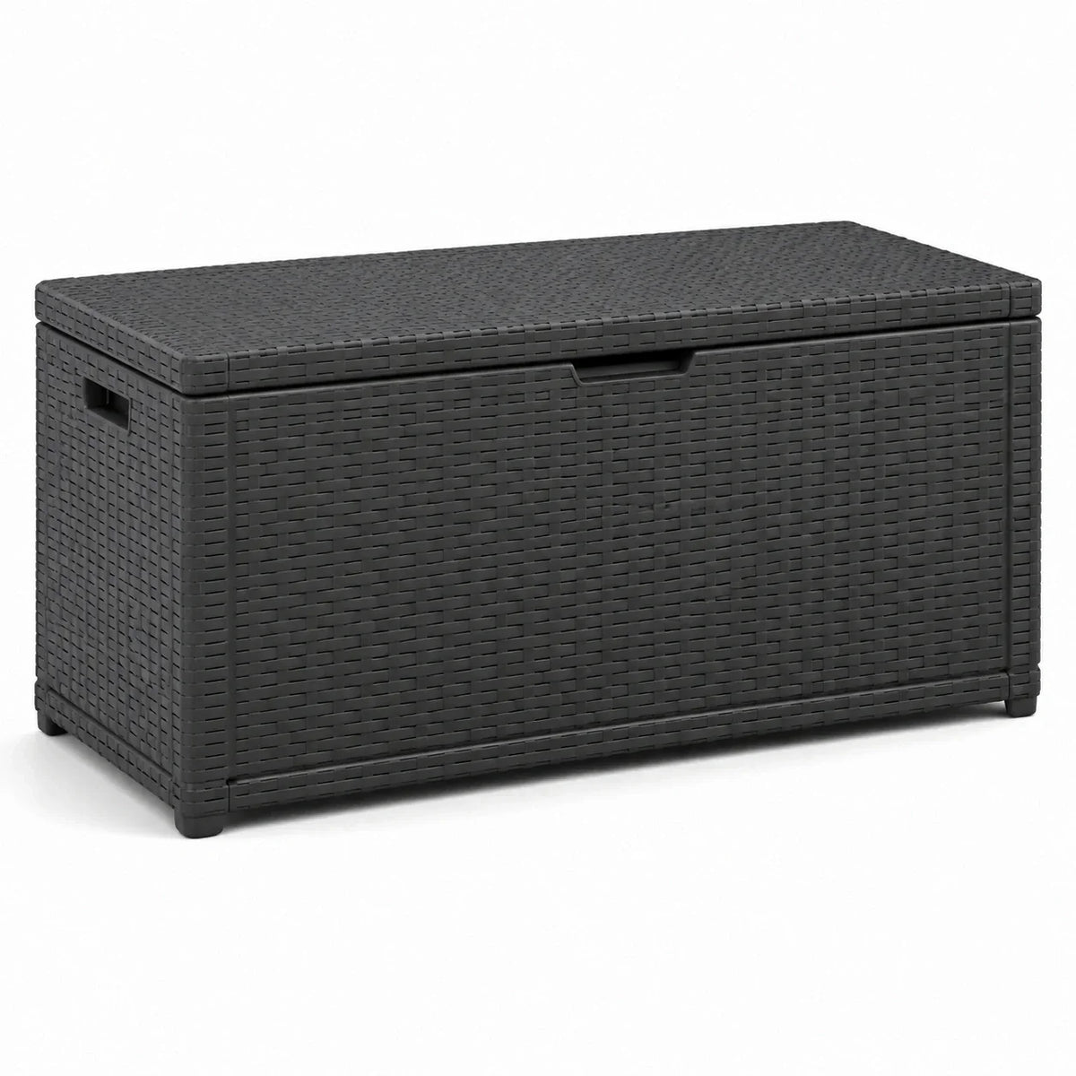 Caja de almacenamiento de plástico con aspecto de ratán 118x55x44 cm antracita