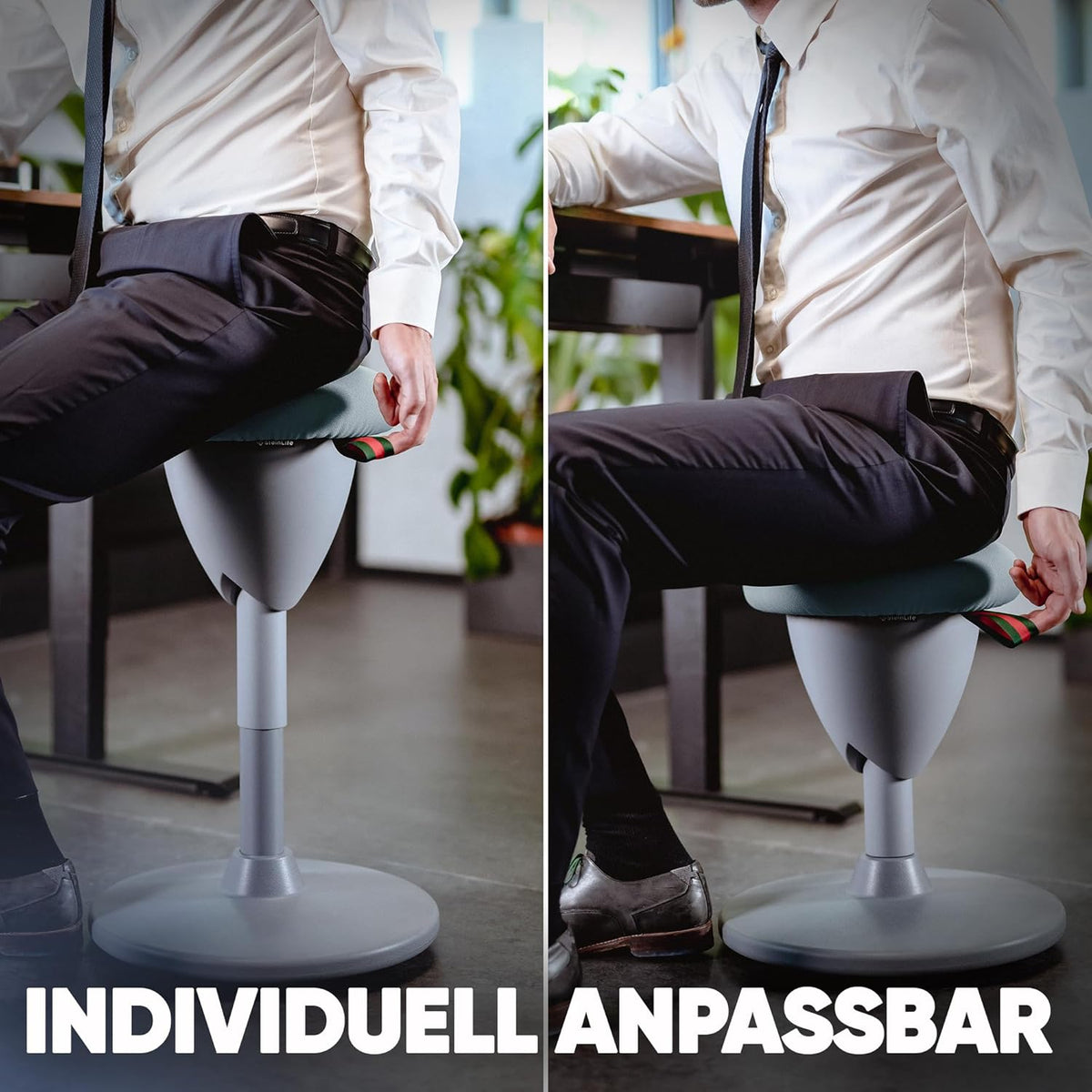 Taburete de oficina ergonómico [GANADOR DEL TEST] Taburete de pie regulable en altura [58-83 cm] Taburete ergonómico para oficina [efecto oscilante] Taburete oscilante Taburete de asiento | Taburete de trabajo antideslizante redondo