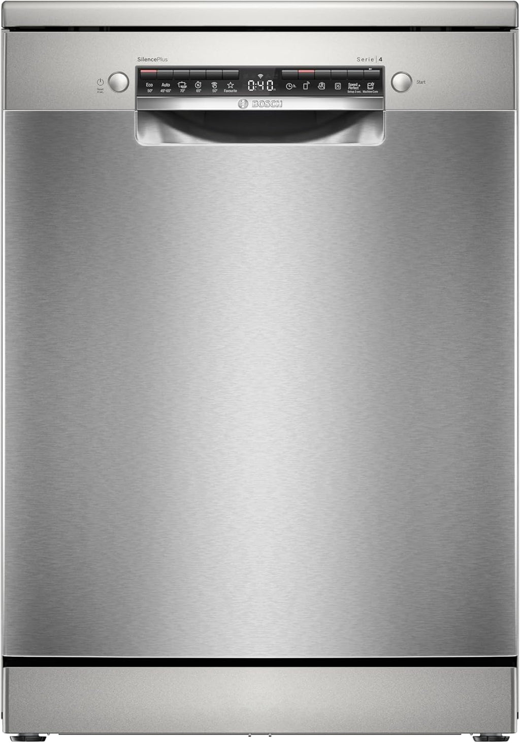 Bosch - Lavavajillas de libre instalación, 60 cm, Serie 4, Home Connect, Motor EcoSilence, Acero, SMS4EMI06E