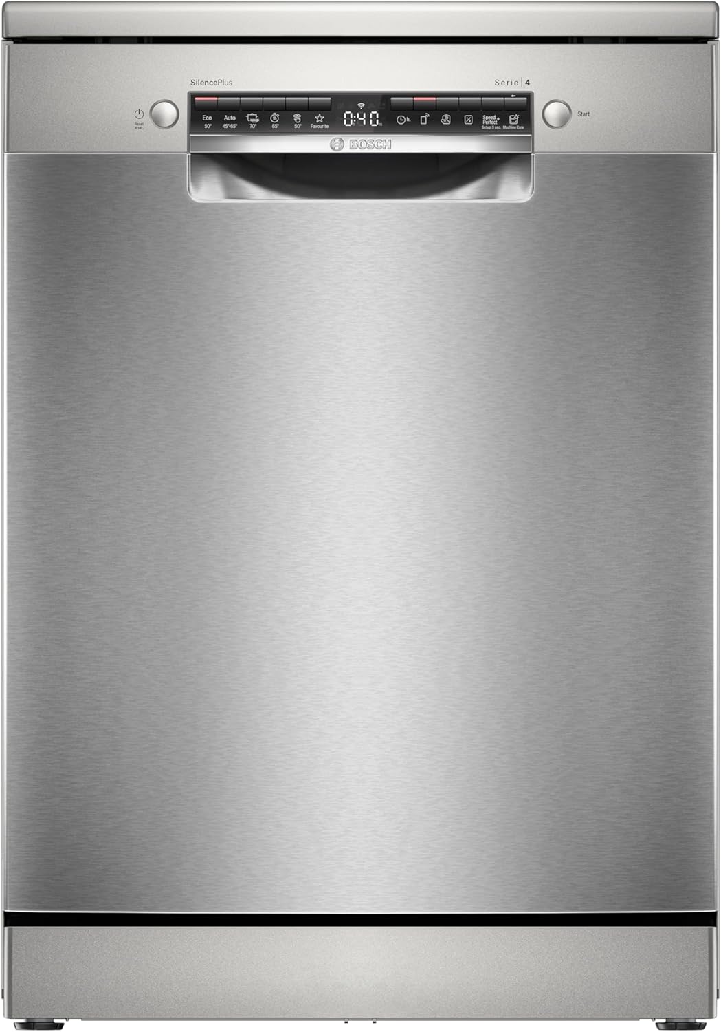 Bosch - Lavavajillas de libre instalación, 60 cm, Serie 4, Home Connect, Motor EcoSilence, Acero, SMS4EMI06E