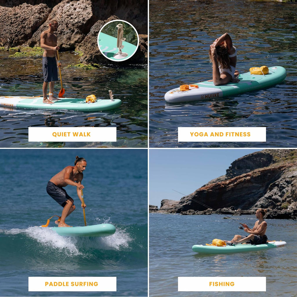 Tabla de paddle surf inflable HUIIKE para adultos con accesorios incluidos, remo, aletas, bomba. Tabla de paddle surf de gran estabilidad y resistencia. 10’ x 33" x 5.9", carga máxima 286 lb