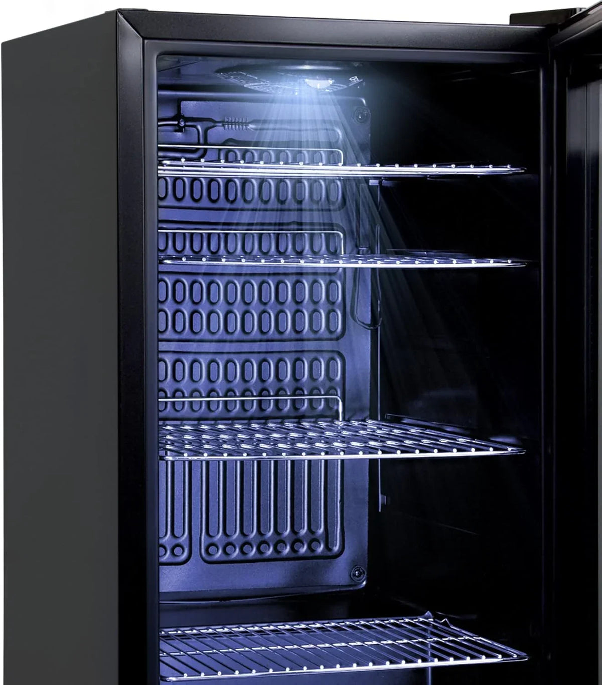 °CUBES Mininevera 90L con puerta de cristal y 4 estantes variables | Nevera compacta para bebidas, perfecta para el hogar, oficina, fiestas y hostelería | Elegante nevera con puerta de cristal, negra