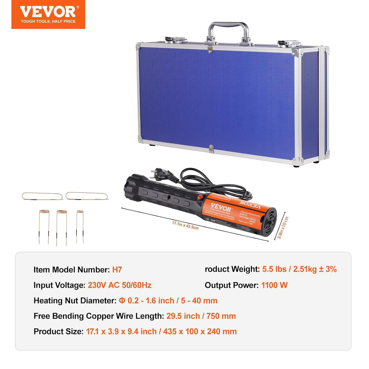 Calentador de inducción para extracción de pernos H7 1kW 230V, juego de calentador de inducción magnética con 8 bobinas para tornillos y tuercas