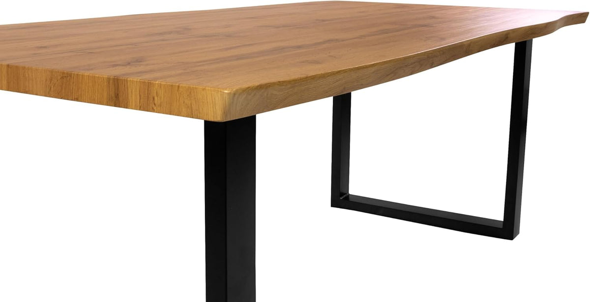 SAM Juego de 7 piezas Grupo de comedor Josy | 200 x 100 cm | Madera efecto roble silvestre | Set de sillas Susi gris | Estructura en U negra | Mesa de comedor con 6 sillas | Mesa de comedor/mesa de cocina/mesa de madera | Comedor