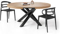 MOBILI FIVER, Mesa redonda extensible Emma, 120-160 cm, Roble rústico con patas cruzadas negras, Made in Italy