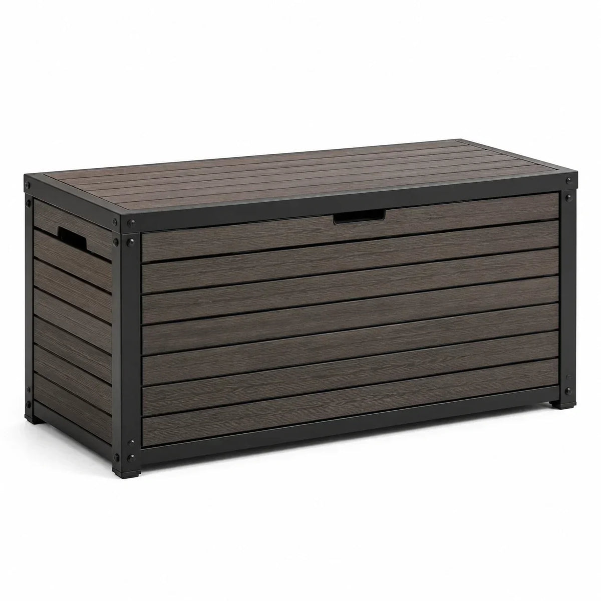 Caja de jardín de aluminio y WPC, marrón oscuro, 120x60x60 cm
