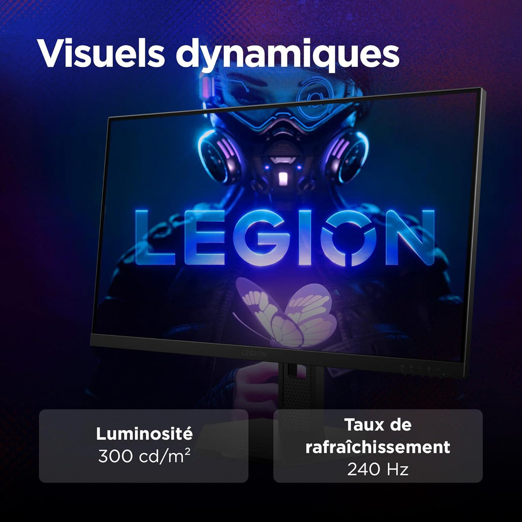 Lenovo Legion 27-10 - Monitor Gaming Pro 27'' FHD (IPS, 240Hz, 0.5ms, 2X HDMI 2.1, DP 1.4, Cable HDMI, AMD FreeSync Premium) Ajuste de inclinación/altura/rotación/pivote - Negro