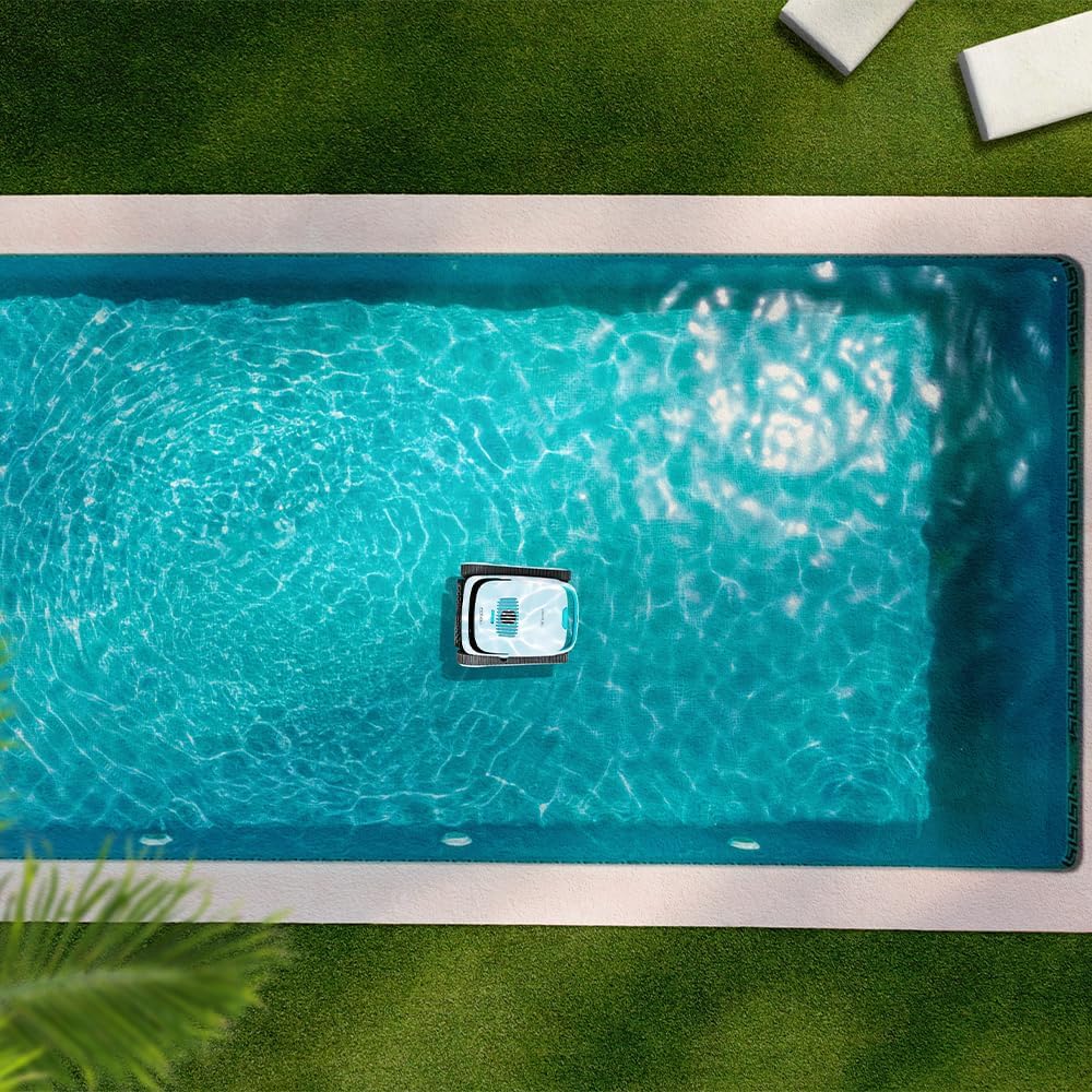Robot limpiafondos Cecotec para suelos, paredes y línea de flotación Conga Pooldroid 5000 TotalClean Pearl. Superficies 100m2, pendiente máx. 90º, limpieza ordenada, autonomía 100min, capacidad 4L