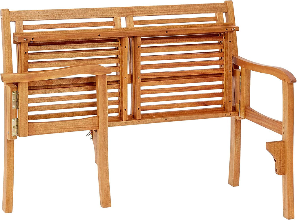 Banco plegable Dehner Douglas, 2 plazas, aprox. 119 x 62 x 90 cm, de madera de acacia con certificación FSC®, natural