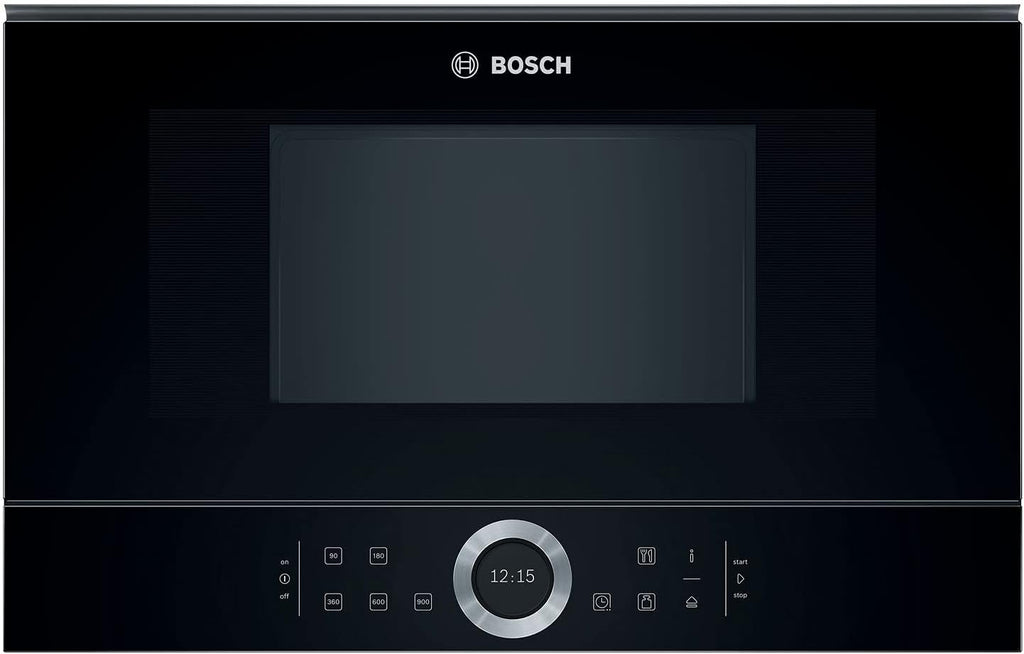 Microondas integrable Bosch BFL634GB1 Serie 8, 38 x 60 cm, 900 W, bisagra izquierda, 7 programas automáticos AutoPilot, asistente de limpieza, pantalla táctil TFT, iluminación LED uniforme