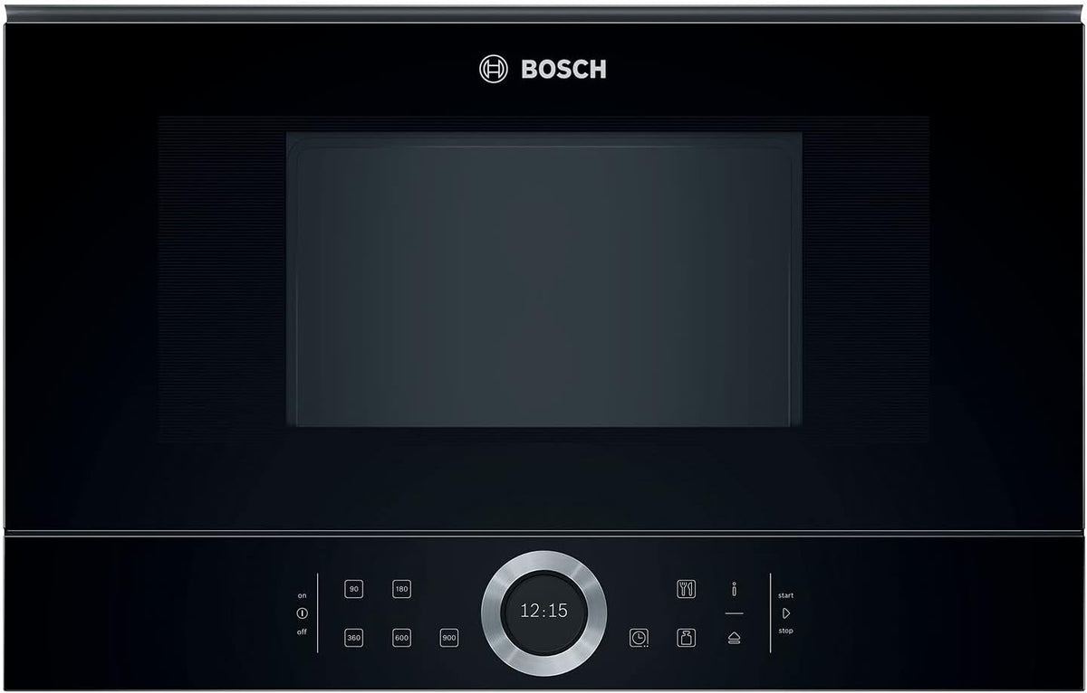 Microondas integrable Bosch BFL634GB1 Serie 8, 38 x 60 cm, 900 W, bisagra izquierda, 7 programas automáticos AutoPilot, asistente de limpieza, pantalla táctil TFT, iluminación LED uniforme