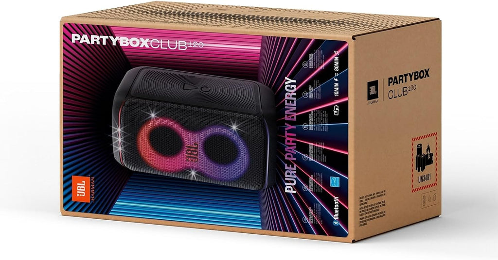 JBL Partybox Stage 120 en negro: altavoz Bluetooth portátil con sonido JBL Pro, espectáculo de luces, refuerzo de sonido con IA y asa telescópica: 12 h de autonomía