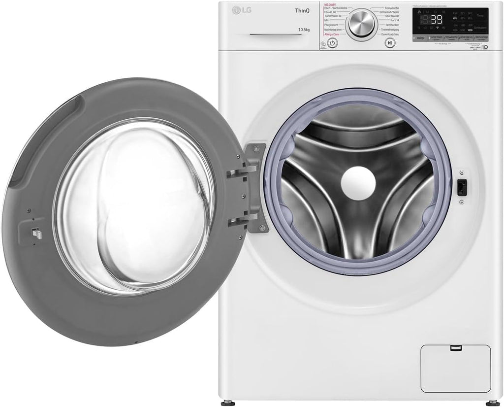 LG F4WV7080, Clase A, lavadora de carga frontal 8 kg, 1400 rpm, AI Direct Drive, Wi-Fi, limpieza profunda con vapor, gran capacidad, TRIPLE A, puerta exterior de cristal templado, 62 x 60 x 85 cm, blanco