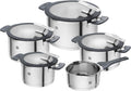 Set de ollas ZWILLING Simplify de 5 piezas, con función de vertido, mangos Stay-Cool, apto para inducción, acero inoxidable, plata