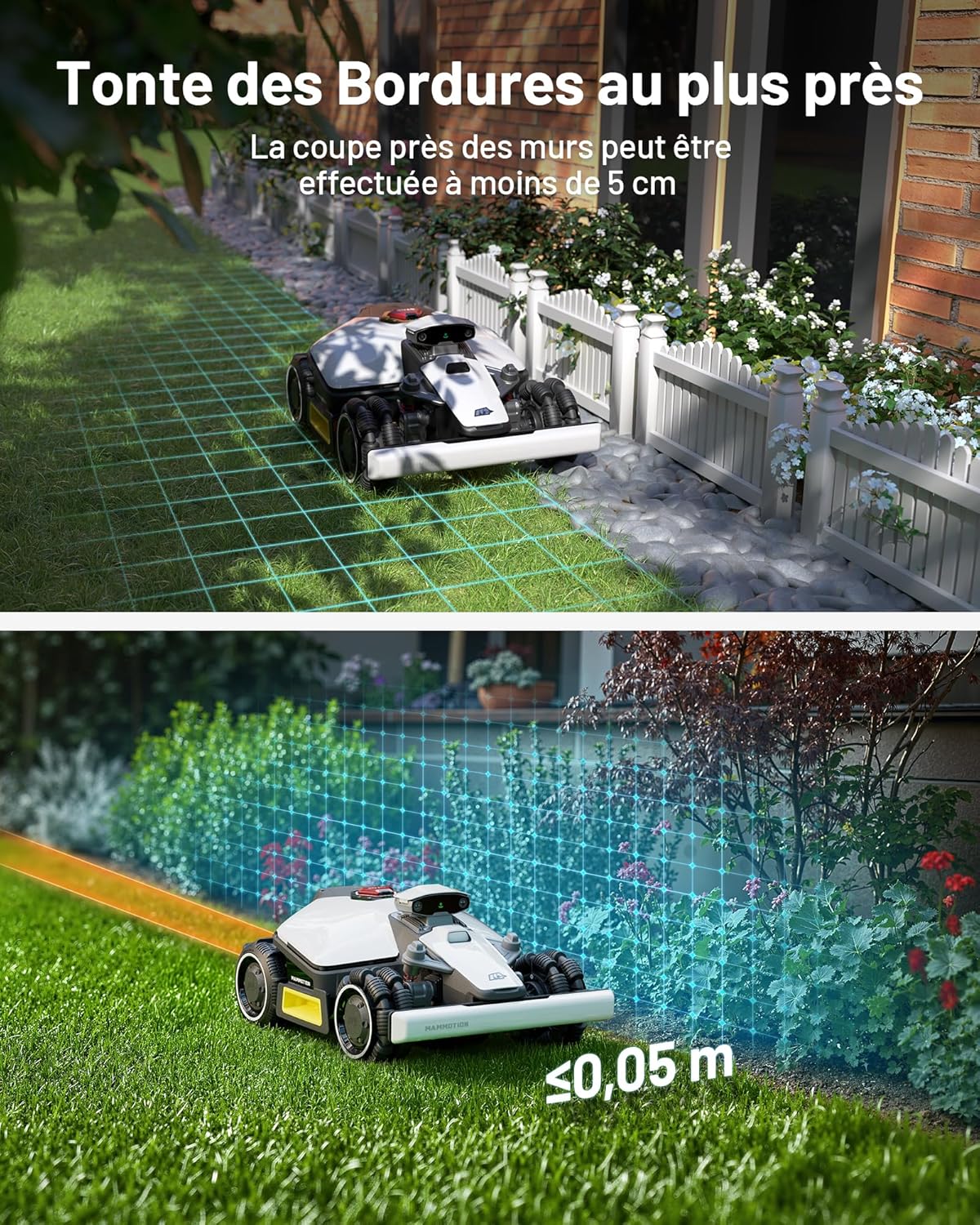 MAMMOTION LUBA Mini AWD 1500 Robot Cortacésped Inalámbrico, NetRTK+Vision, Sin Antena RTK Necesaria, Recomendado 1500m², Máx. 1800m², Pendientes del 80%, con Módulo 4G