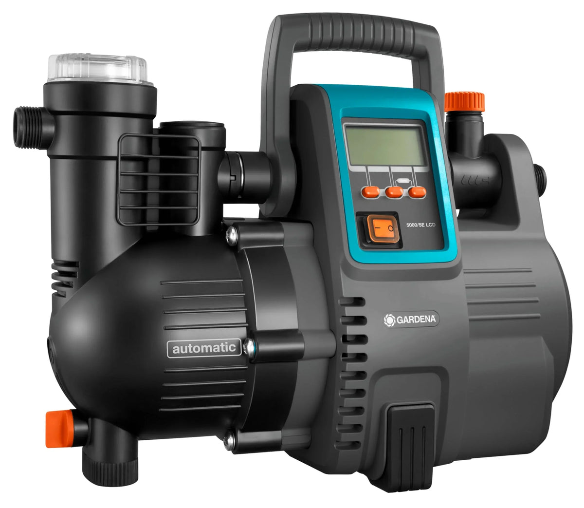 Bomba automática de agua para casa Gardena Comfort 5000/5E LCD, ahorro de energía, 5000 l/h, motor de 1300 W, protección térmica, protección contra funcionamiento en seco