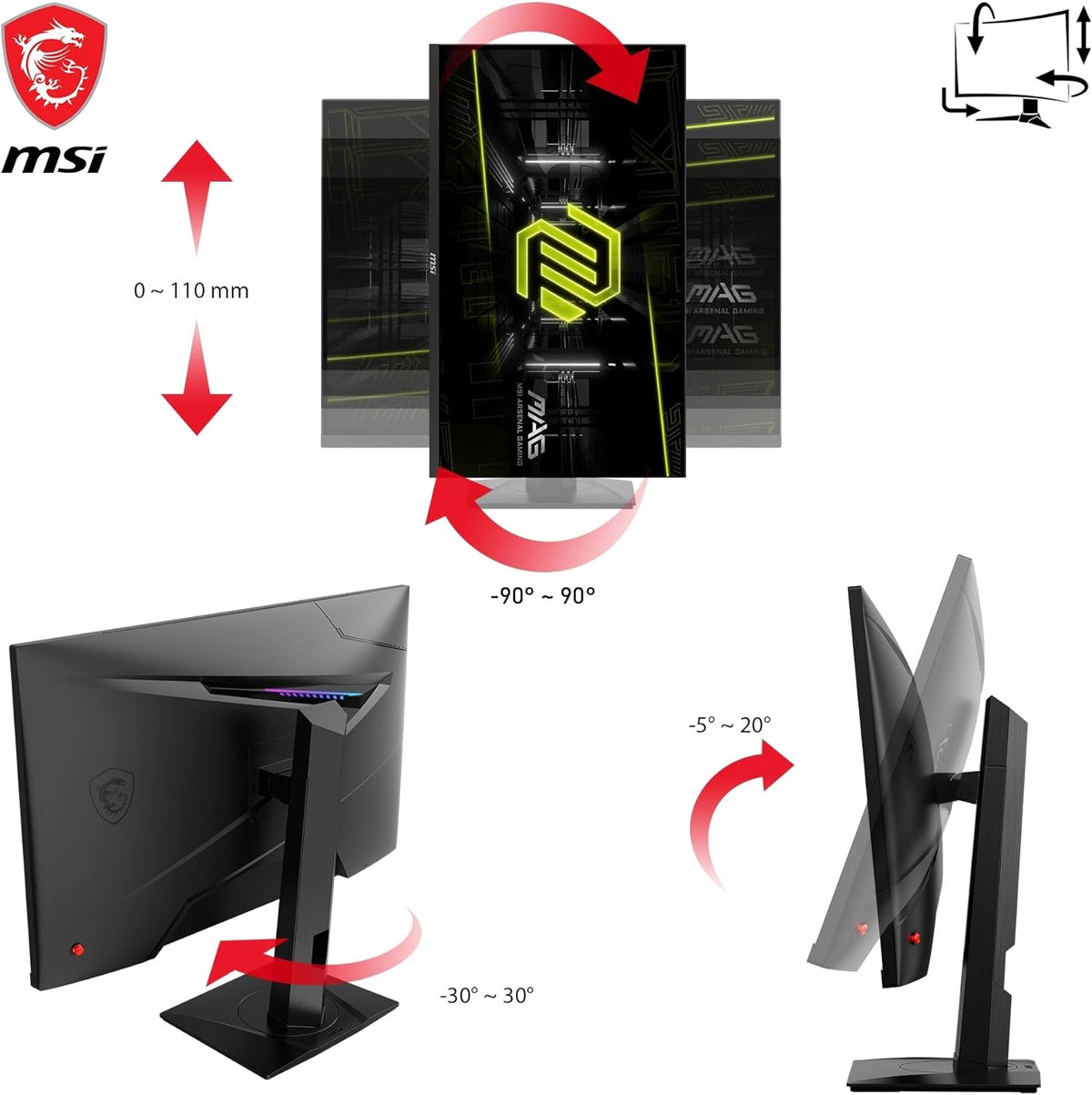 Monitor Gaming MSI MAG 274QRF QD E2 de 27 pulgadas WQHD - Panel Rapid IPS Quantum Dot 2560 x 1440, 180 Hz / 1 ms, gama de colores sRGB 120%, DisplayHDR 400 - DP 1.4a, HDMI 2.0b, USB tipo C