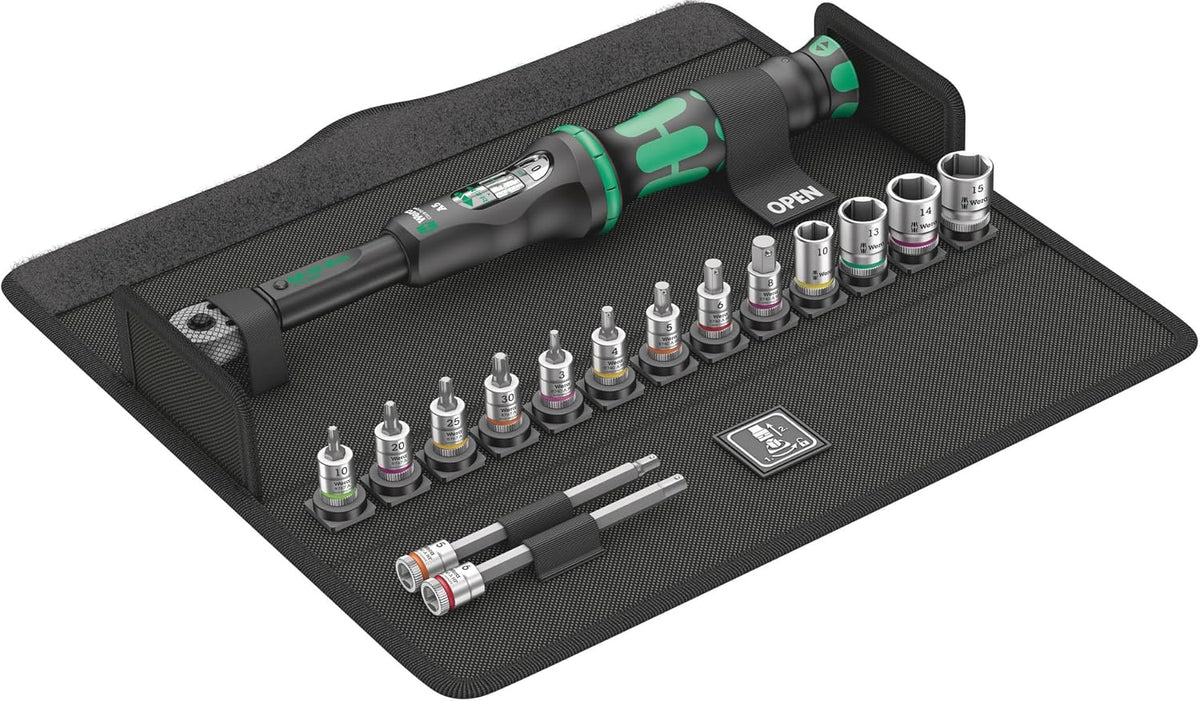 Wera 05004180001 Bicycle Set Torque 1, juego de llaves dinamométricas para bicicleta, 2,5-25 Nm, 16 piezas